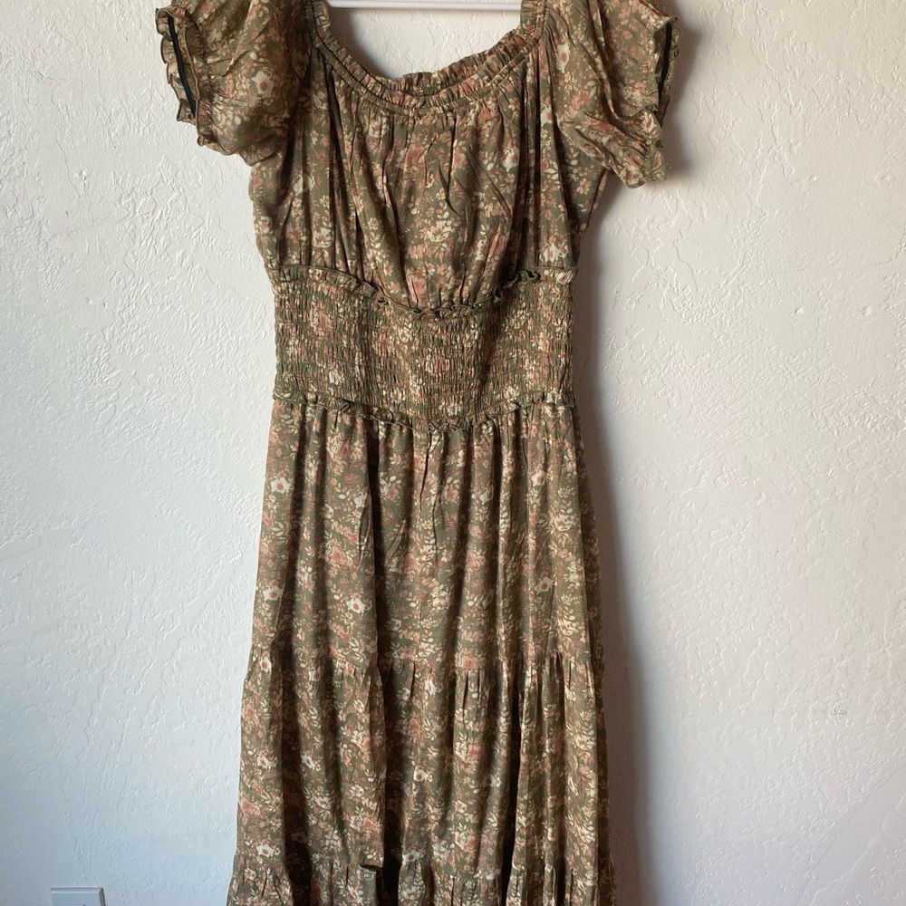 Floral Green Cottagecore Dress